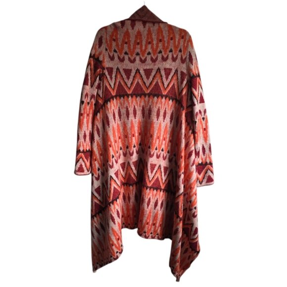 Anthropologie Sleeping On Snow Red Wool Long Open Front Waterfall Cardigan S - Picture 5 of 10